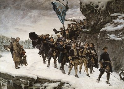 Trazendo para casa o corpo do rei Karl XII da Suécia de Gustaf Olaf Cederstrom